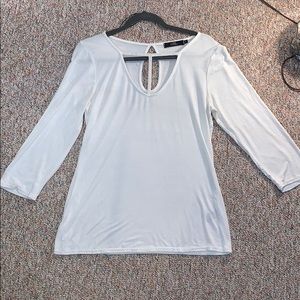 BKE White 3/4 Sleeve w/ Beaded Detailing